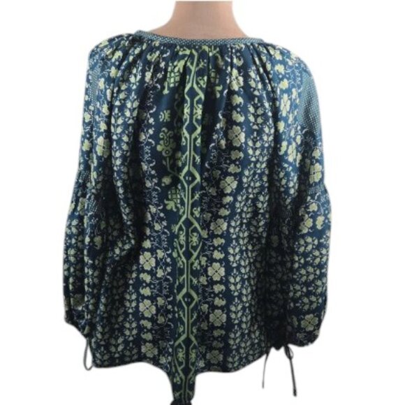 D'Ascoli Toscana Silk Top Mint/Navy Size Medium - Picture 3 of 10